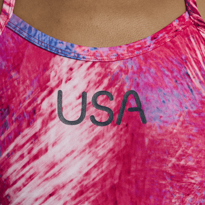 Traje de baño de una sola pieza con espalda deportiva para mujer Nike Swim HydraStrong Team USA