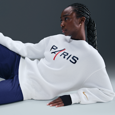Sweat oversize à col ras-du-cou Nike Football Paris Saint-Germain Phoenix Fleece pour femme