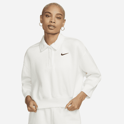 rietje loyaliteit Nat Nike Sportswear Phoenix Fleece Kort polosweatshirt met 3/4-mouwen voor dames.  Nike BE