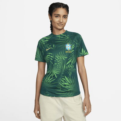 Playera de fútbol para antes del partido para mujer Nike Dri-FIT Brazil Academy Pro