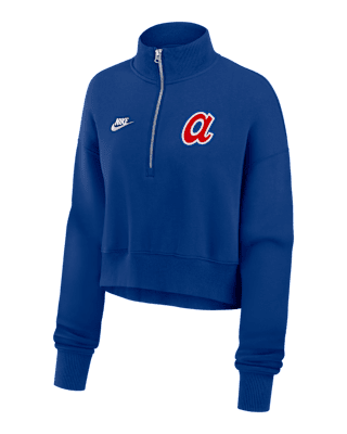 Женские  Atlanta Braves Cooperstown Phoenix Nike MLB Cropped 1/2-Zip Crew