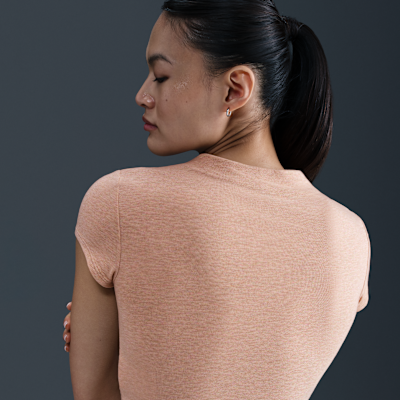 ナイキ スポーツウェア チル ニット ウィメンズ タイト ショートスリーブ クロップド モックネック トップ