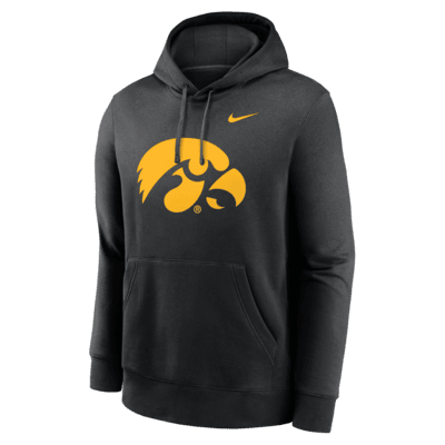 Sudadera con gorro sin cierre universitaria Nike para hombre Iowa Hawkeyes Primetime Evergreen Club Primary Logo