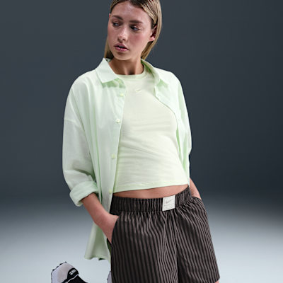Nike Sportswear Chill Poplin ruimvallende gestreepte damesshorts met halfhoge taille