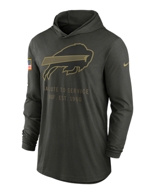 Мужские  Buffalo Bills Salute to Service Sideline Men’s Nike Dri-FIT NFL Long-Sleeve Hooded Top