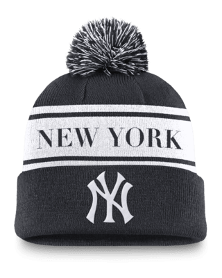 Мужские  New York Yankees Team Stripe Peak Nike MLB Cuffed Pom Beanie