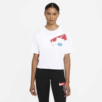 red and white nike crop top