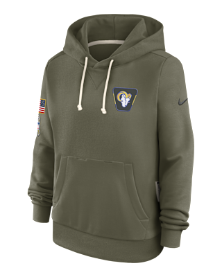 Женское худи Los Angeles Rams Salute to Service Sideline Nike Dri-FIT NFL Pullover Hoodie