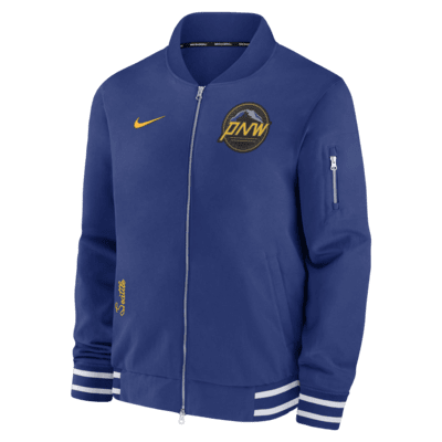 Seattle Mariners Authentic Collection City Connect Game Time Men's Nike MLB Full-Zip Bomber Jacket