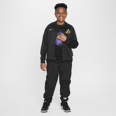 Los Angeles Lakers Showtime City Edition Nike Dri-FIT kinderjack met lange mouwen en rits over de hele lengte