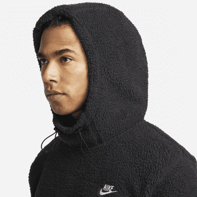 Nike Sport Essentials Sherpa Hoodie With Back Logo In Black
