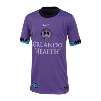 Jersey Nike Dri-FIT de la NWSL tipo réplica para niños talla grande Barbra Banda Orlando Pride visitante Stadium