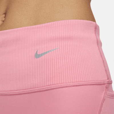 Nike Women's Tight Mid-Rise Ribbed-Panel Running Shorts with Pockets