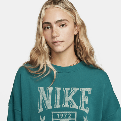Nike Sportswear Women's Oversized Fleece Crew-Neck Sweatshirt. Nike DK