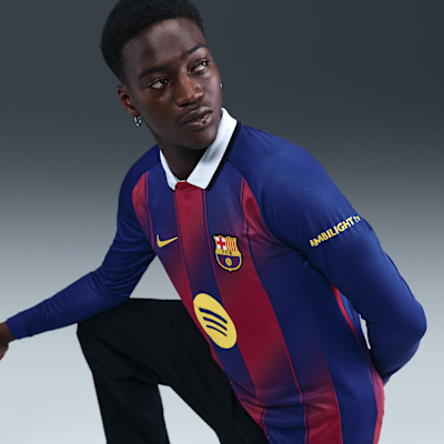 FC Barcelona 2025/26 Stadium Home Men's Nike Dri-FIT Soccer Replica Long-Sleeve Jersey
