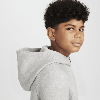 Nike Sportswear Tech Fleece-hættetrøje med lynlås i fuld længde til større børn (udvidet størrelse)