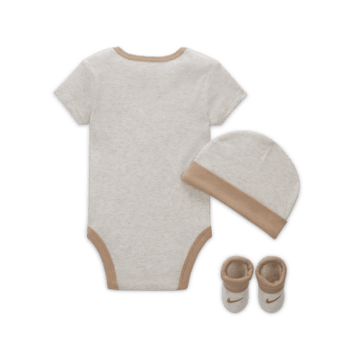 Nike Baby (0-6M) Bodysuit, Hat and Booties Box Set