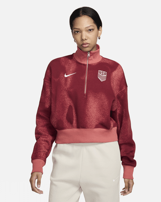 Женский свитшот USMNT Phoenix Fleece Nike Soccer Oversized 1/2-Zip Crop