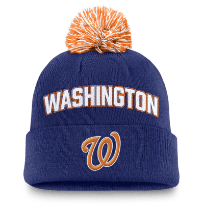 Gorro con dobladillo y pompón Nike de la MLB para hombre Washington Nationals Peak