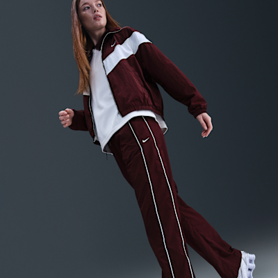 Vävda byxor Nike Windrunner med hög midja och vida fållar för kvinnor