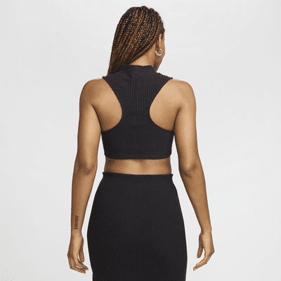 Nike Sportswear Chill Rib strakke korte tanktop met opstaande kraag voor dames