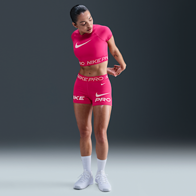 Dámské zkrácené tričko Dri-FIT Nike Pro s krátkým rukávem a potiskem