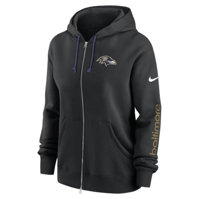 Sudadera con gorro de cierre completo Nike de la NFL para mujer Baltimore Ravens Phoenix