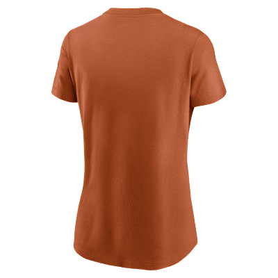 Playera universitaria Nike para mujer Texas Athletic Prep Arch Local Script