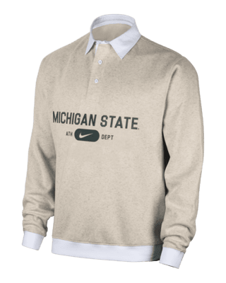 Мужские  Michigan State Club Fleece Nike College Long-Sleeve Polo