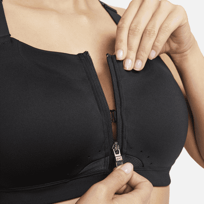 Brassière de sport rembourrée à maintien supérieur avec zip avant Nike Alpha pour femme