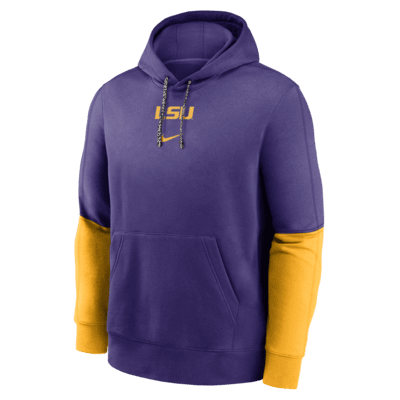 Sudadera con gorro sin cierre universitaria Nike para hombre LSU Tigers Sideline Team Issue Club