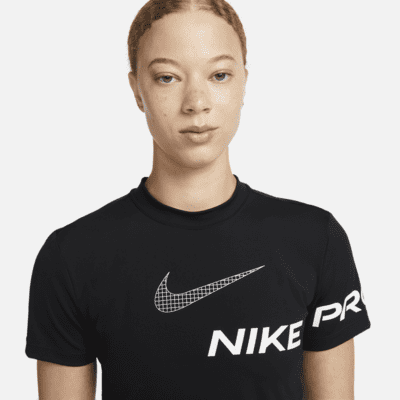 Nike Pro Dri-FIT kurzärmeliges Kurz-Traininsoberteil mit Grafik für Damen