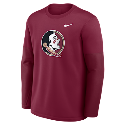 Playera de manga larga universitaria Nike Therma-FIT para hombre Florida State Sideline Coach