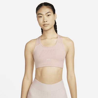 Nike Swoosh Women's Medium-Support Non-Padded Metallic Graphic Sports Bra