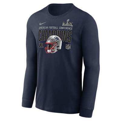 New England Patriots 2026 AFC Champions Glory Shield Men's Nike NFL Long-Sleeve T-Shirt