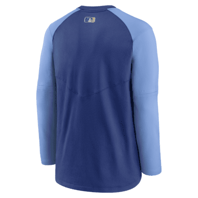 Nike Men's Dri-Fit Pregame (MLB Tampa Bay Rays) Long-Sleeve Top in Blue, Size: Small | NKM8047NRAY-ITC