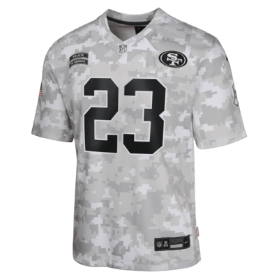 Jersey Nike Dri-FIT de la NFL Limited para niños talla grande Christian McCaffrey San Francisco 49ers Salute to Service