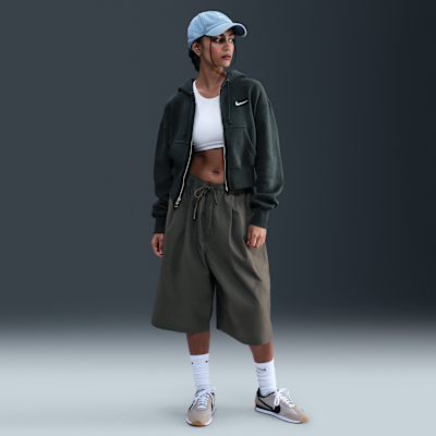 Damska luźna bluza o skróconym kroju z kapturem i pełnym zamkiem Nike Sportswear Phoenix Fleece