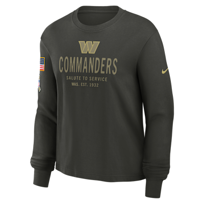 Playera de manga larga Nike Dri-FIT de la NFL para mujer Washington Commanders Salute to Service Sideline