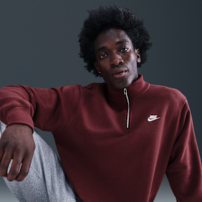 Prenda para la parte superior de tejido Fleece con medio cierre para hombre Nike Sportswear Club