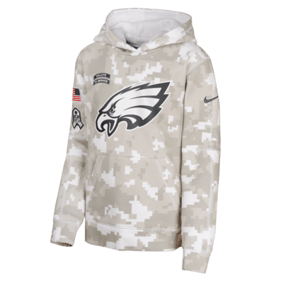 Sudadera con gorro sin cierre Nike de la NFL para niños talla grande Philadelphia Eagles Salute to Service Primary Edge Club