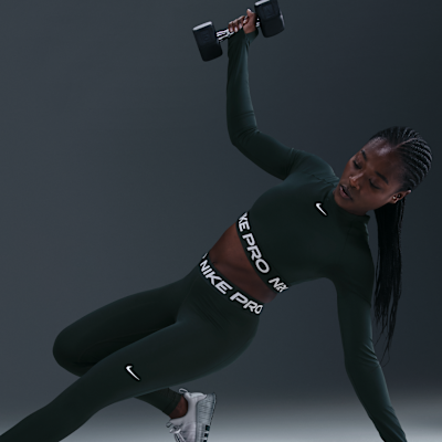 Leggings con paneles de malla de tiro medio para mujer Nike Pro