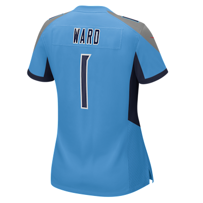 Jersey Nike de la NFL Game para mujer Cam Ward Tennessee Titans 2025 NFL Draft First Round Pick