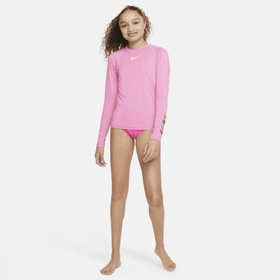 Playera Hydroguard de manga larga para niña talla grande Nike Swim Charms