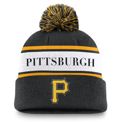 Pittsburgh Pirates Team Stripe Peak Men's Nike MLB Cuffed Pom Beanie