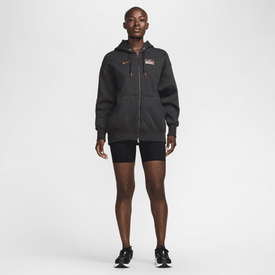 Huvtröja Team Kenya Phoenix Fleece Nike i oversize-modell med hel dragkedja för kvinnor