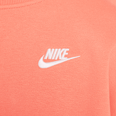 Nike Sportswear Club Fleece Sudadera de cuello redondo Dri-FIT de corte cuadrado para niña