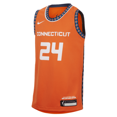 Jersey Nike Dri-FIT de la WNBA Swingman para niños talla grande DeWanna Bonner Connecticut Sun 2024 Explorer Edition