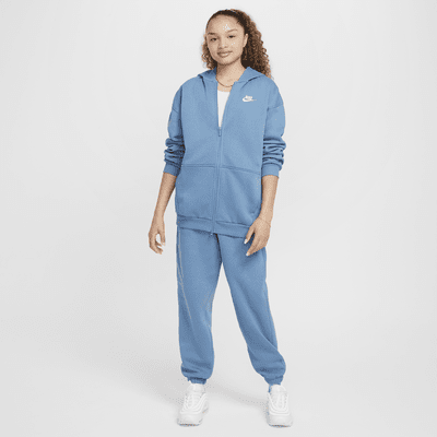 Felpa oversize con cappuccio e zip a tutta lunghezza Nike Sportswear Club Fleece – Ragazzo/a