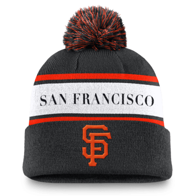 San Francisco Giants Team Stripe Peak Men's Nike MLB Cuffed Pom Beanie